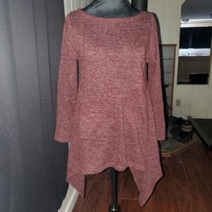 Za Zen Womens Sweater tunic dark red/Maroon